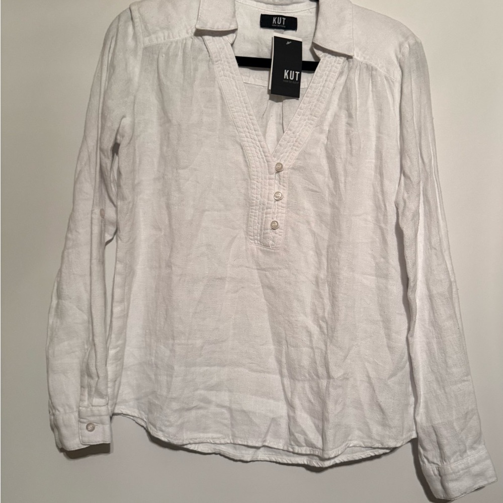 NWT Kut from the Kloth Ivory Button-Up Shirt Size XS